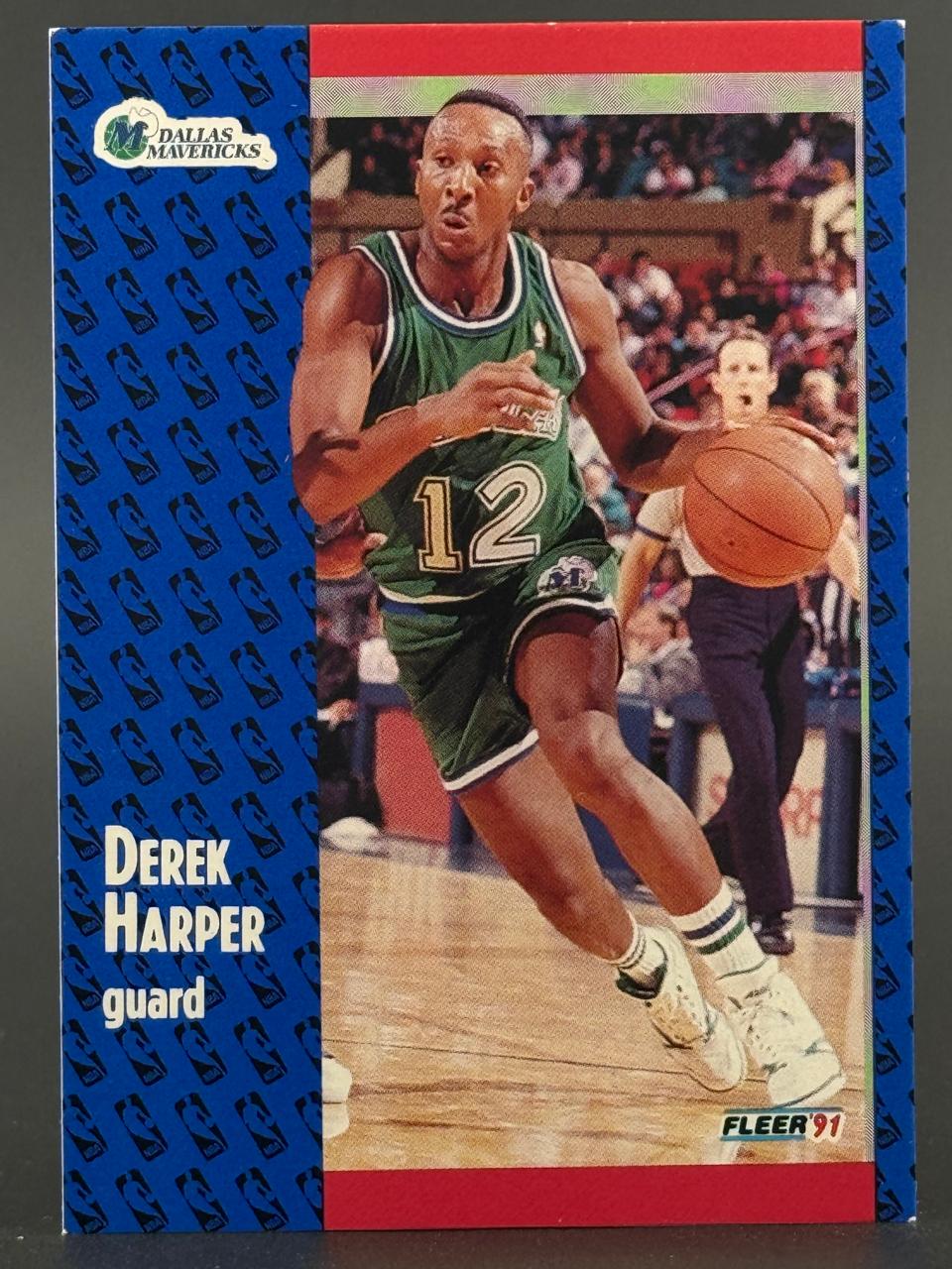 1991 Fleer Derek Harper Dallas Mavericks basketball card #12.