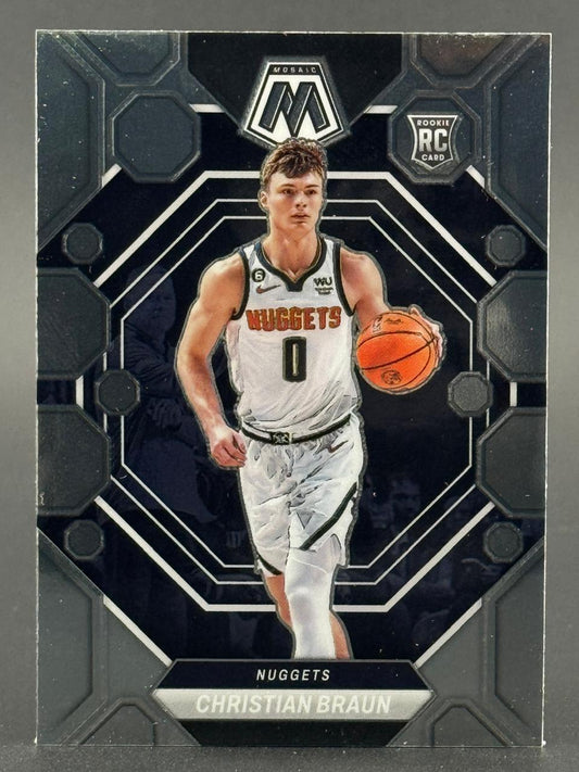 2022-23 Panini Mosaic Christian Braun Rookie Card #209, Denver Nuggets.