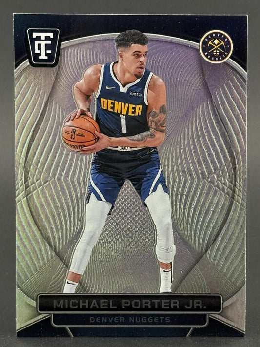 Michael Porter Jr. basketball trading card, showing him in a Denver Nuggets uniform holding a basketball.