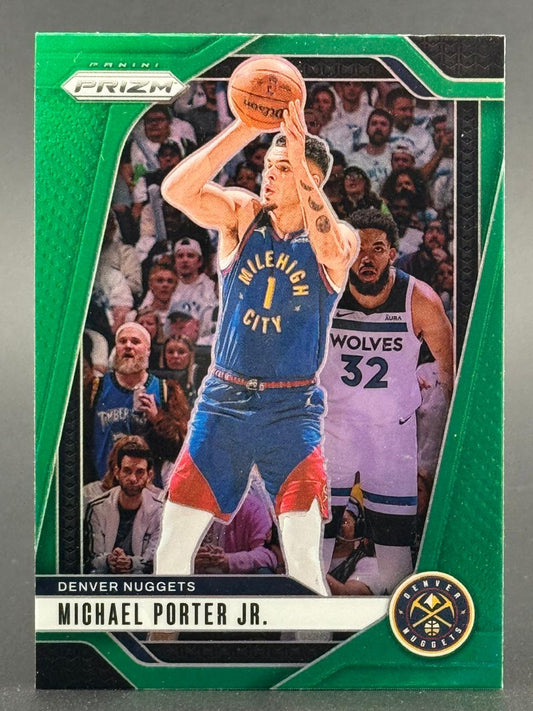 Michael Porter Jr. 2023-24 Panini Prizm Green trading card.