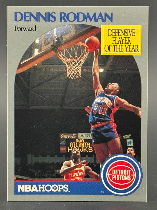 Dennis Rodman 1989-90 NBA Hoops card #255, Detroit Pistons.