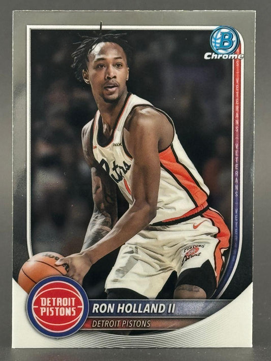 Trading card of Ron Holland II, Detroit Pistons, Bowman Chrome.