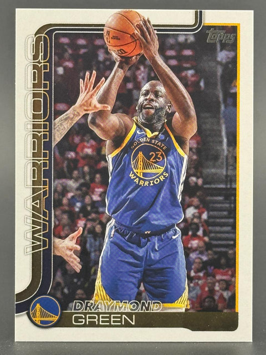 Draymond Green basketball trading card, Topps set, showing Green in a Golden State Warriors uniform shooting.