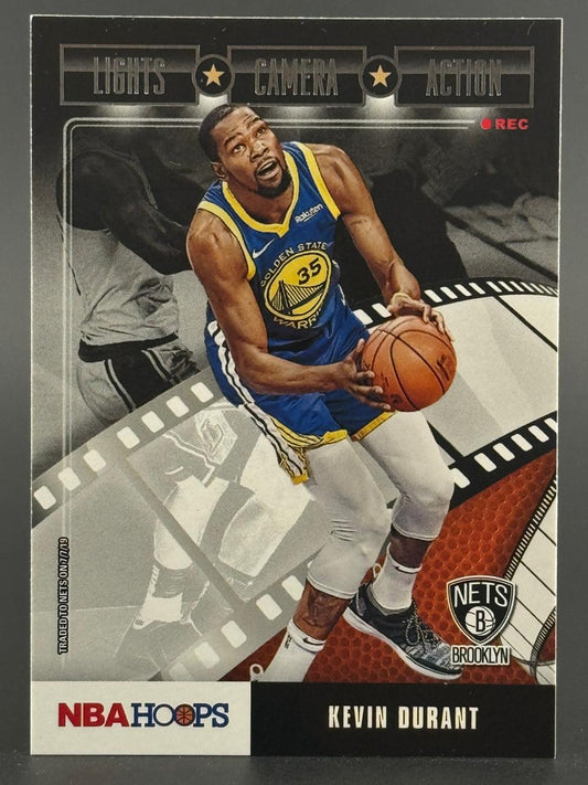Kevin Durant 2019-20 NBA Hoops Lights Camera Action trading card.