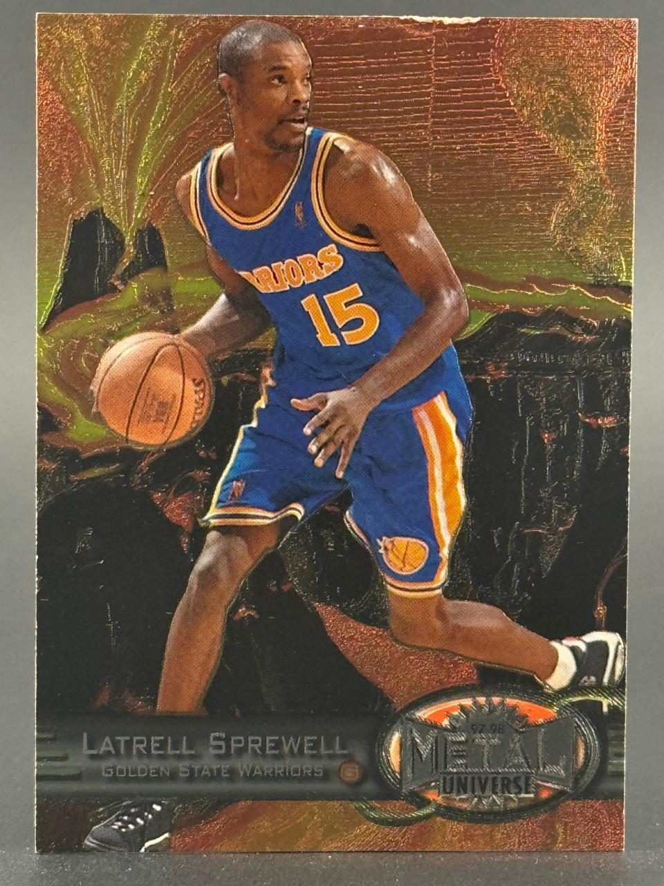 1997-98 Metal Universe Latrell Sprewell Golden State Warriors basketball card.