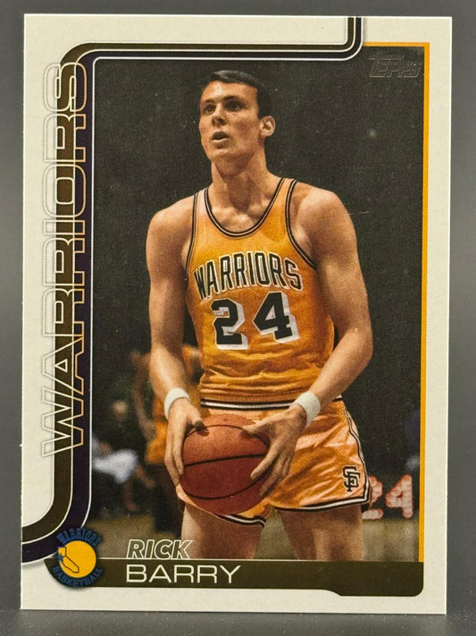 1970 Topps Rick Barry basketball card featuring the Warriors player holding a basketball.