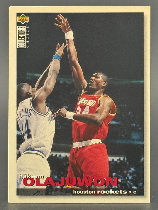 1994 Upper Deck Collector's Choice Hakeem Olajuwon Houston Rockets basketball trading card.