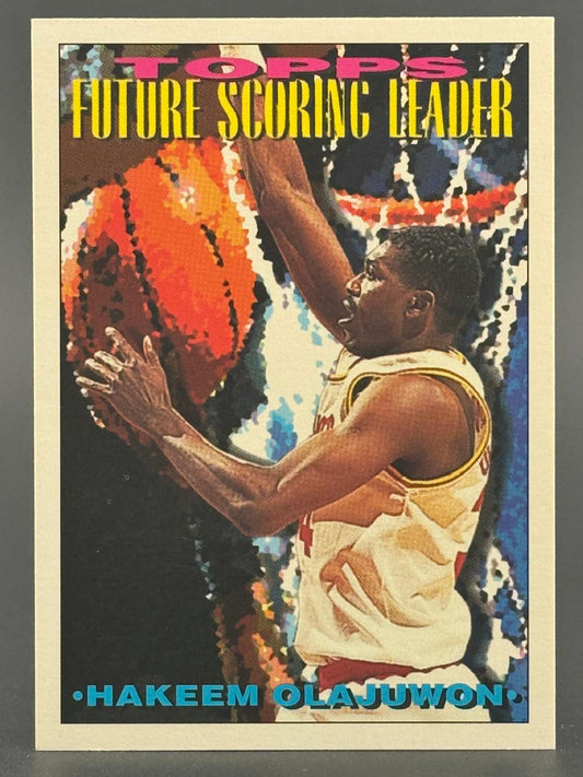 Hakeem Olajuwon basketball card, Topps Future Scoring Leader insert.