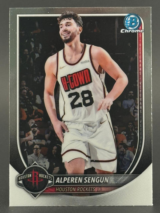 Alperen Sengun trading card, Bowman Chrome, Houston Rockets.