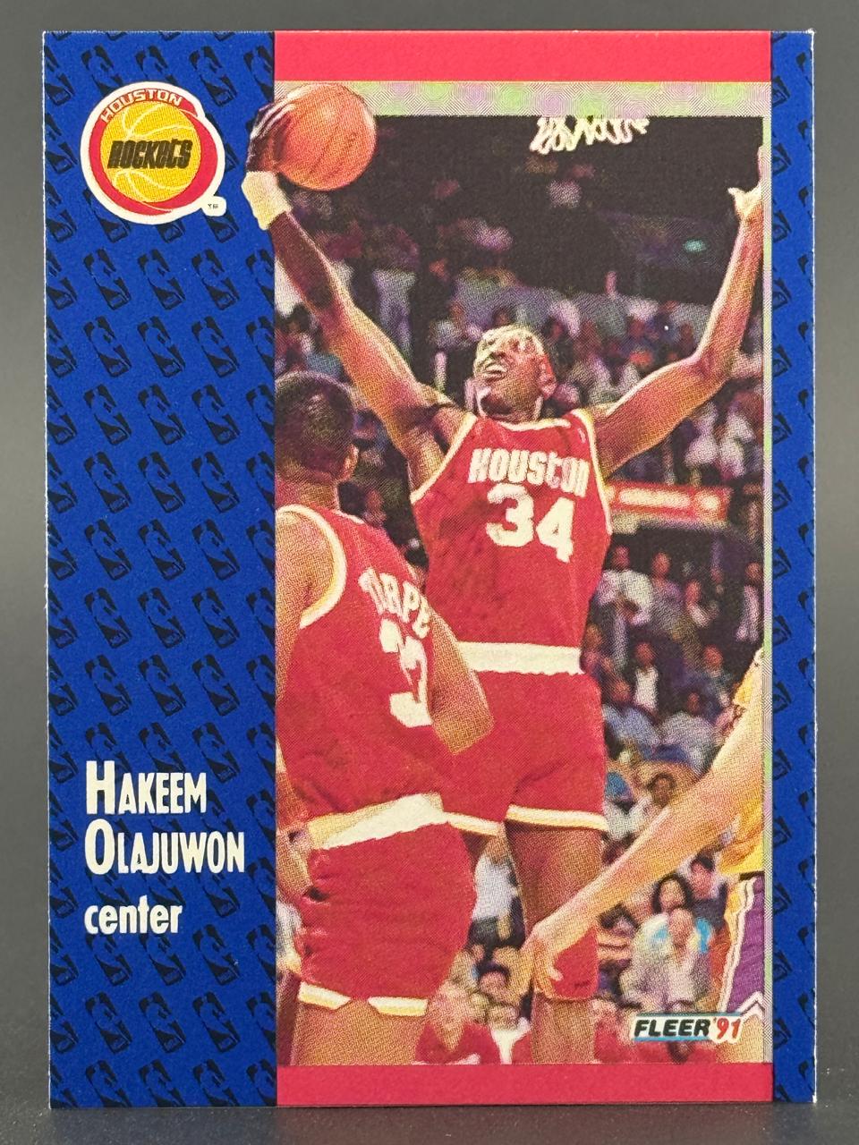 1991 Fleer Hakeem Olajuwon Houston Rockets basketball card #34.