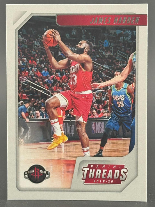 2019-20 Panini Threads James Harden trading card.