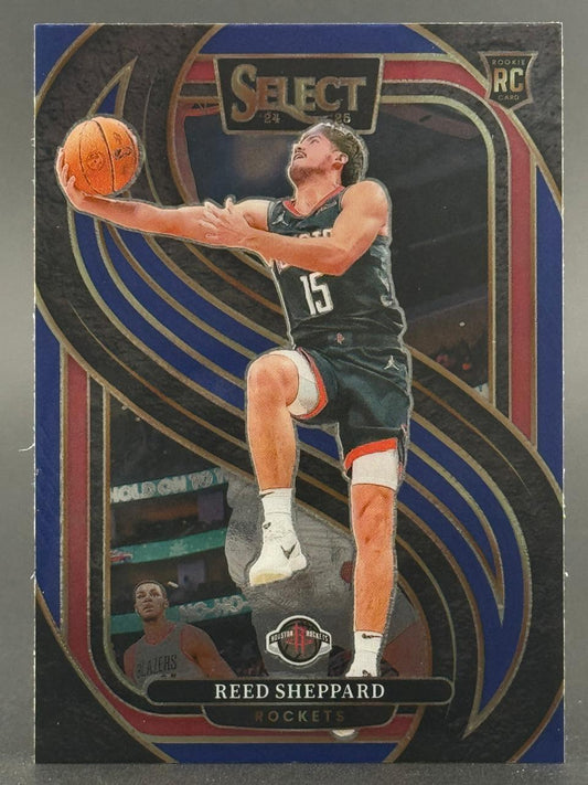 2024-25 Select Reed Sheppard Rookie Card #15, featuring him in a Rockets uniform.