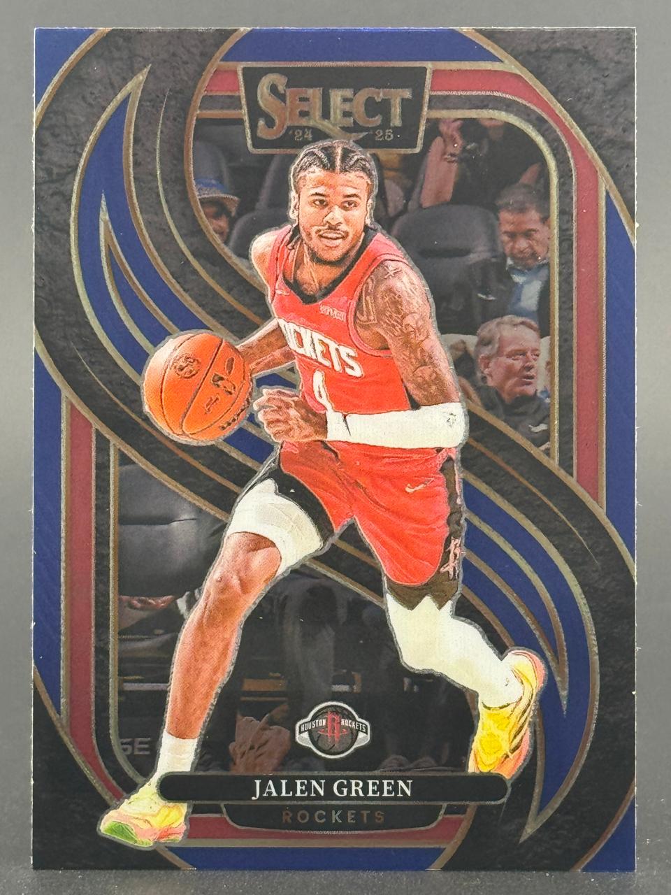 2024-25 Select Jalen Green Houston Rockets basketball card dribbling.