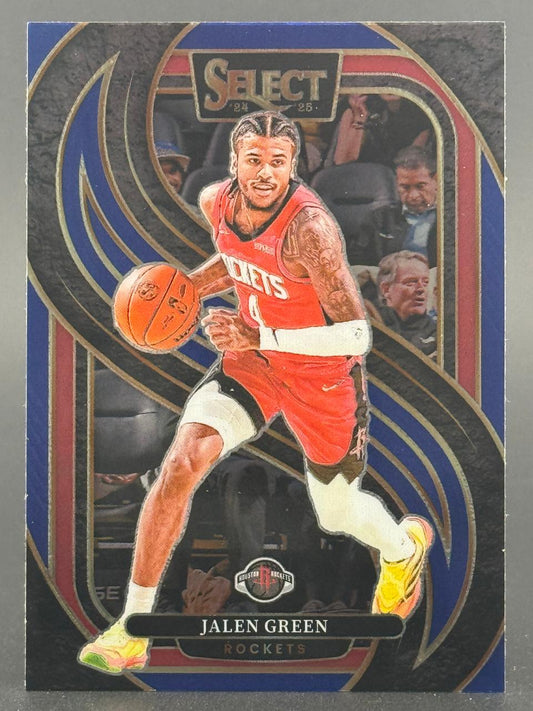 2024-25 Select Jalen Green Houston Rockets basketball card dribbling.