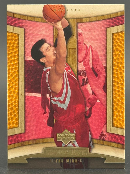 2003-04 Upper Deck Hardcourt Yao Ming basketball card #11, showing him shooting.