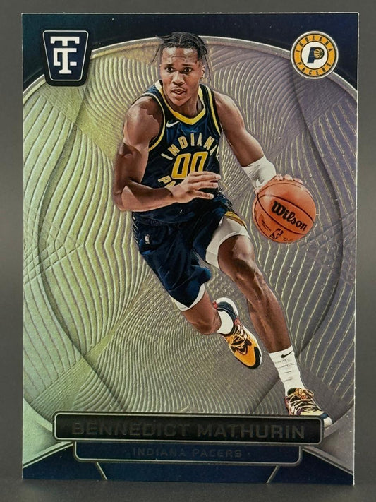 Trading card of Bennedict Mathurin dribbling, Indiana Pacers.