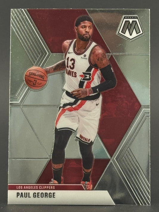 Paul George 2019-20 Panini Mosaic basketball card, Los Angeles Clippers, #13 jersey.