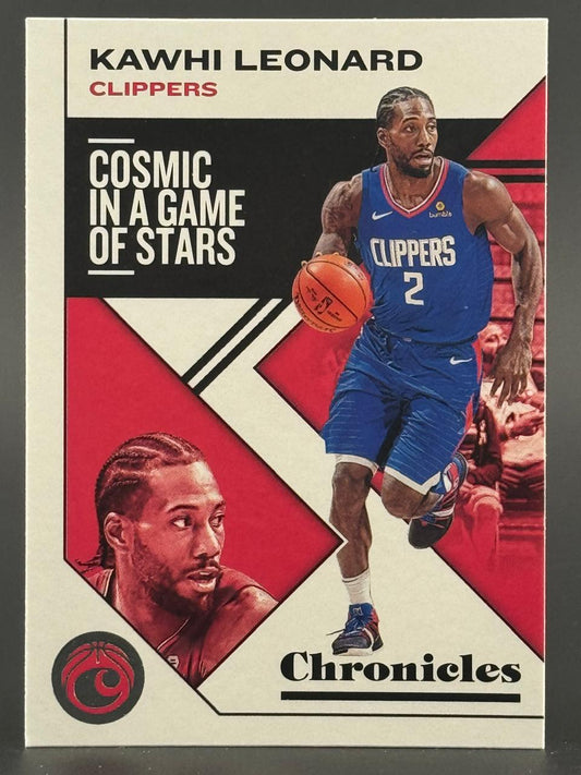 Kawhi Leonard 2019-20 Panini Chronicles basketball card, Cosmic in a Game of Stars insert.