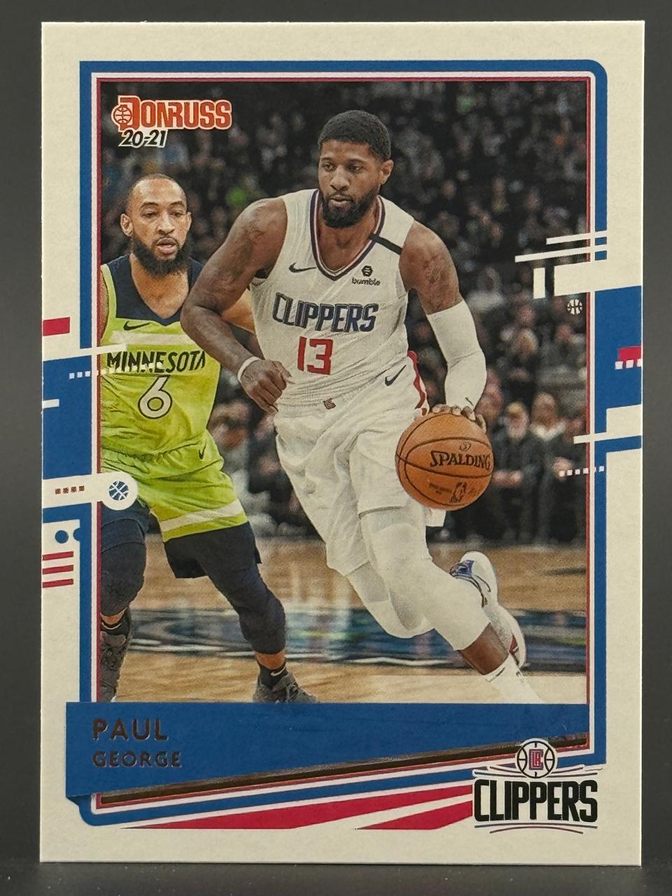 2020-21 Donruss Paul George basketball card.