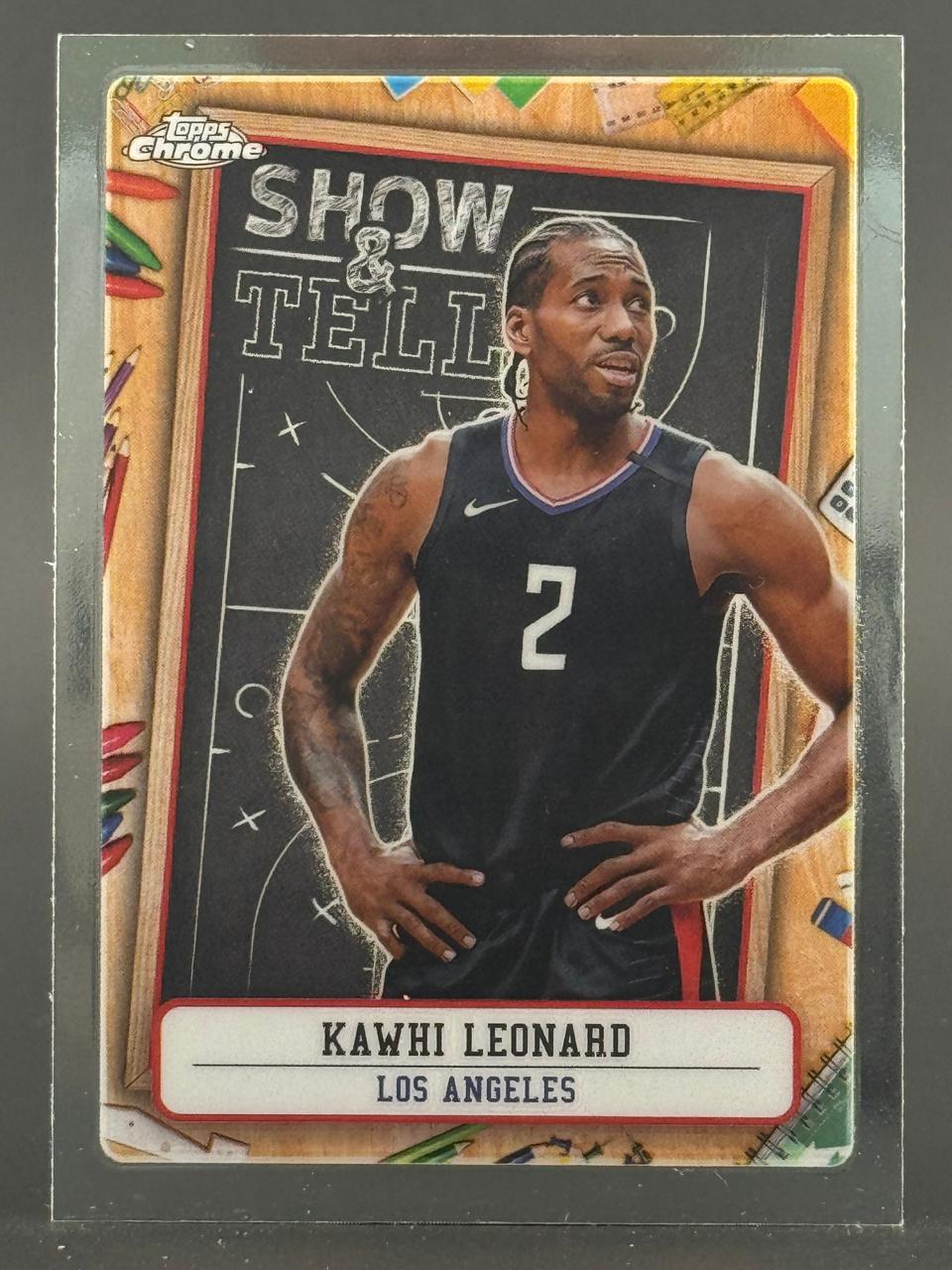 Kawhi Leonard Topps Chrome Show & Tell trading card.