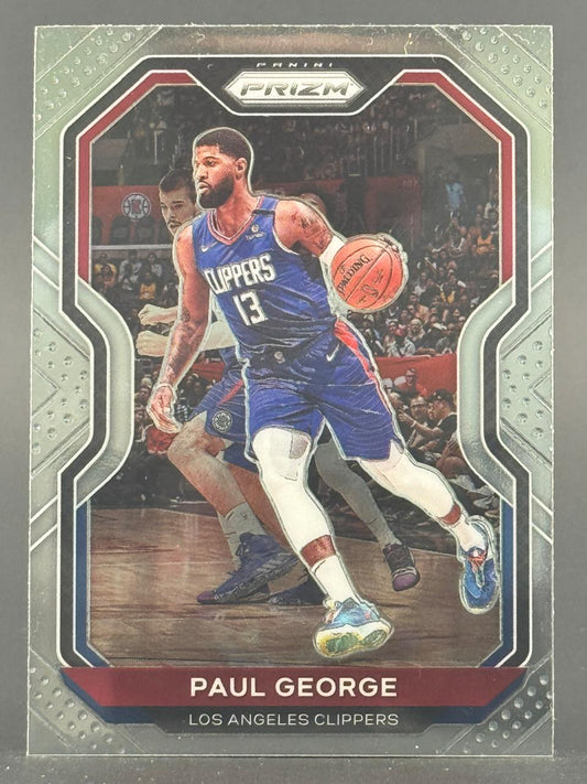 Paul George 2020 Panini Prizm Los Angeles Clippers basketball card.