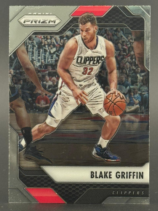 Blake Griffin 2013-14 Panini Prizm basketball card dribbling in a Clippers jersey.