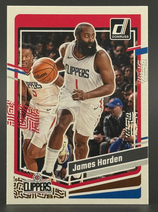 James Harden 2023 Donruss basketball card featuring him in a Clippers uniform.