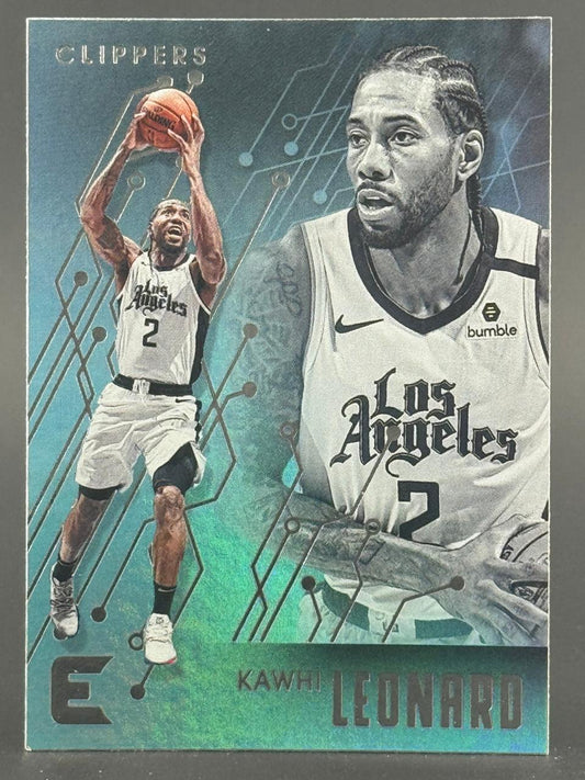 Kawhi Leonard Los Angeles Clippers basketball card with circuit board background design.