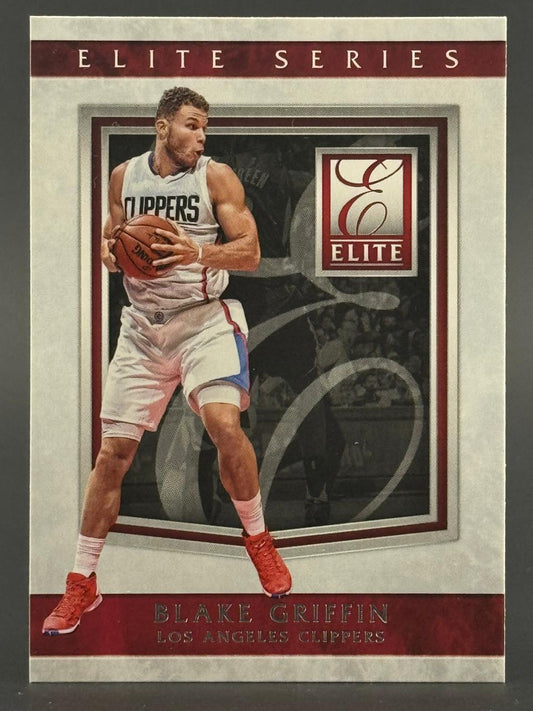 Blake Griffin Elite Series basketball card holding ball in Clippers uniform.