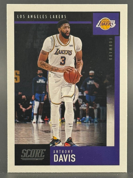 Anthony Davis Los Angeles Lakers Score trading card.