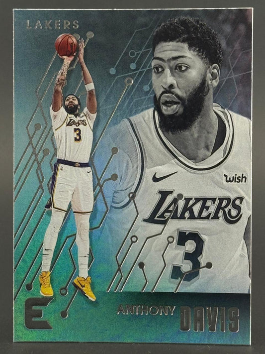 Anthony Davis 2021-22 Donruss "E" basketball trading card showing him in a Lakers uniform.
