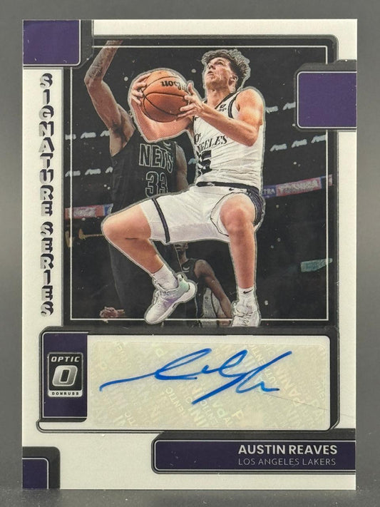 Austin Reaves 2022-23 Donruss Optic Signature Series trading card with on-card autograph.