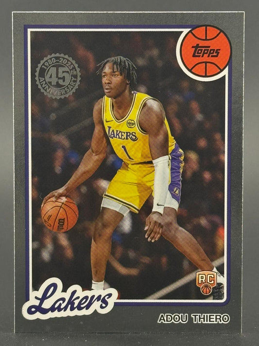 Adou Thiero 2024-25 Topps basketball card, Los Angeles Lakers #1, RC logo.
