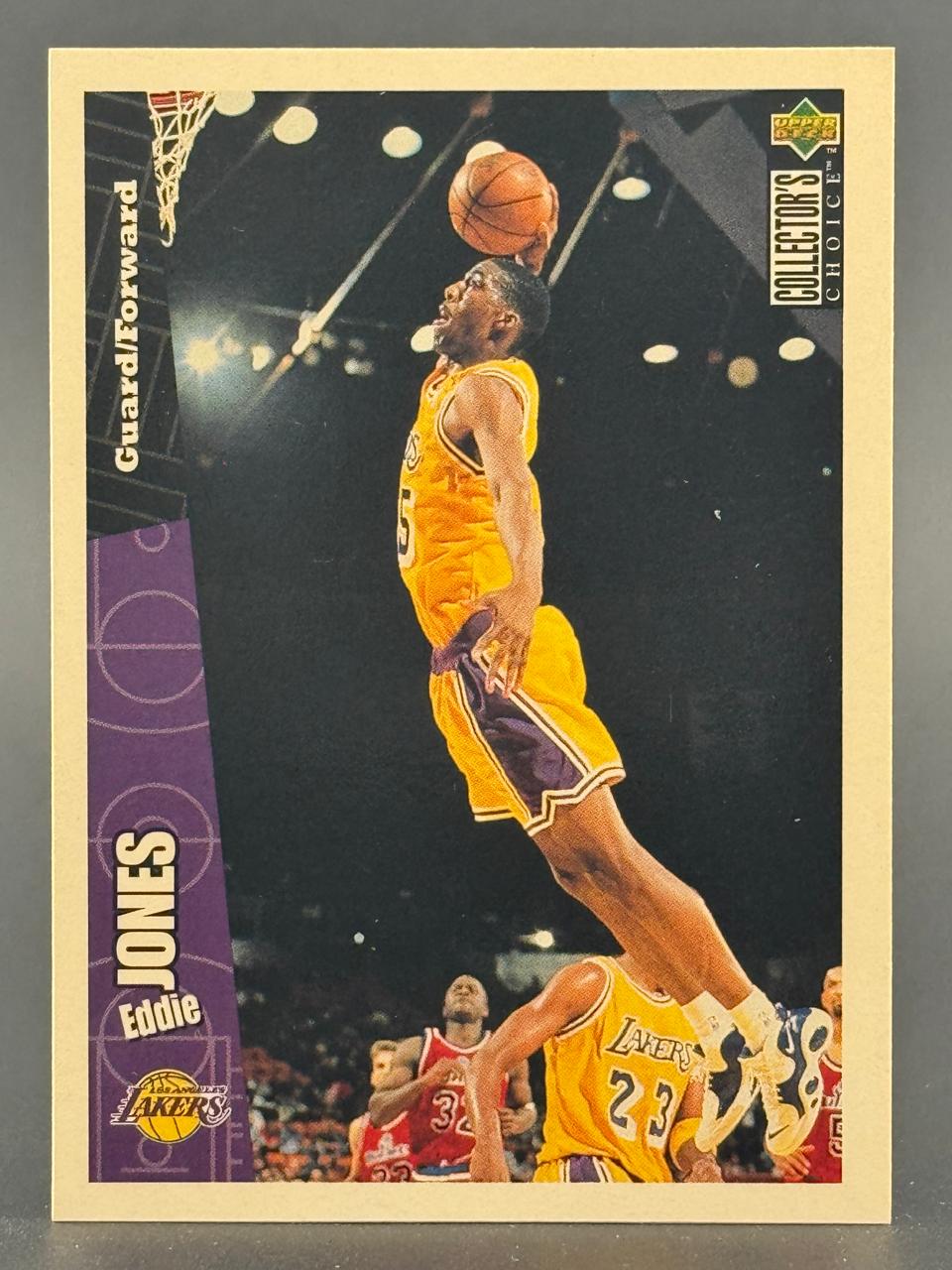 1994 Upper Deck Collector's Choice basketball trading card featuring Eddie Jones dunking.