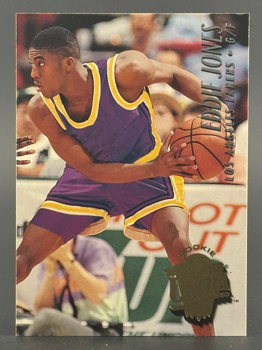 1994 Fleer Ultra Eddie Jones rookie basketball card #242, showing him dribbling in a Lakers uniform.