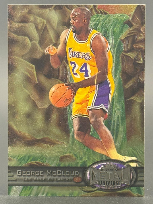 1997-98 Metal Universe George McCloud basketball trading card featuring him in a Lakers uniform.