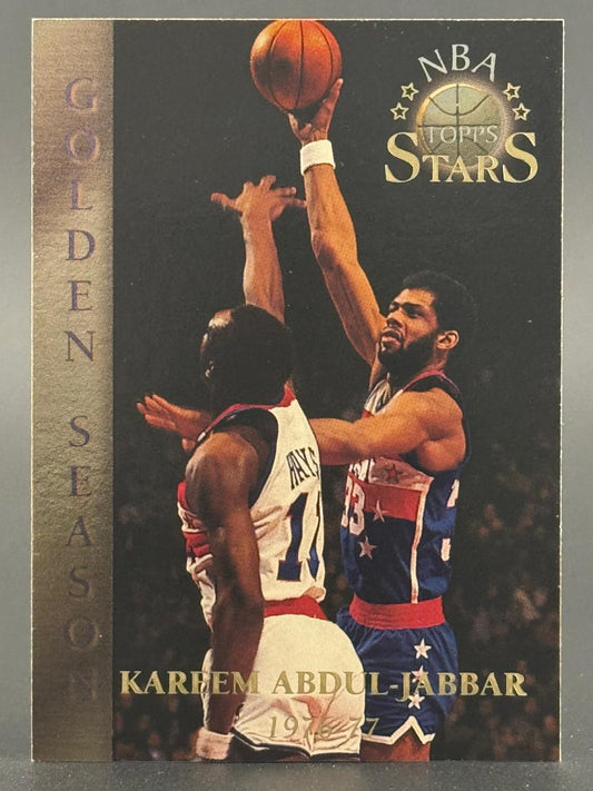 Kareem Abdul-Jabbar 1996 Topps Stars Golden Season basketball trading card.