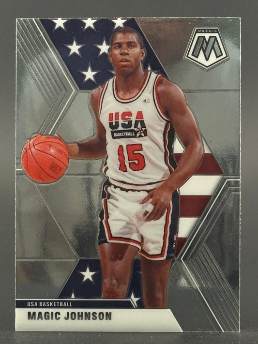 Magic Johnson 2021-22 Panini Mosaic USA Basketball trading card #39.