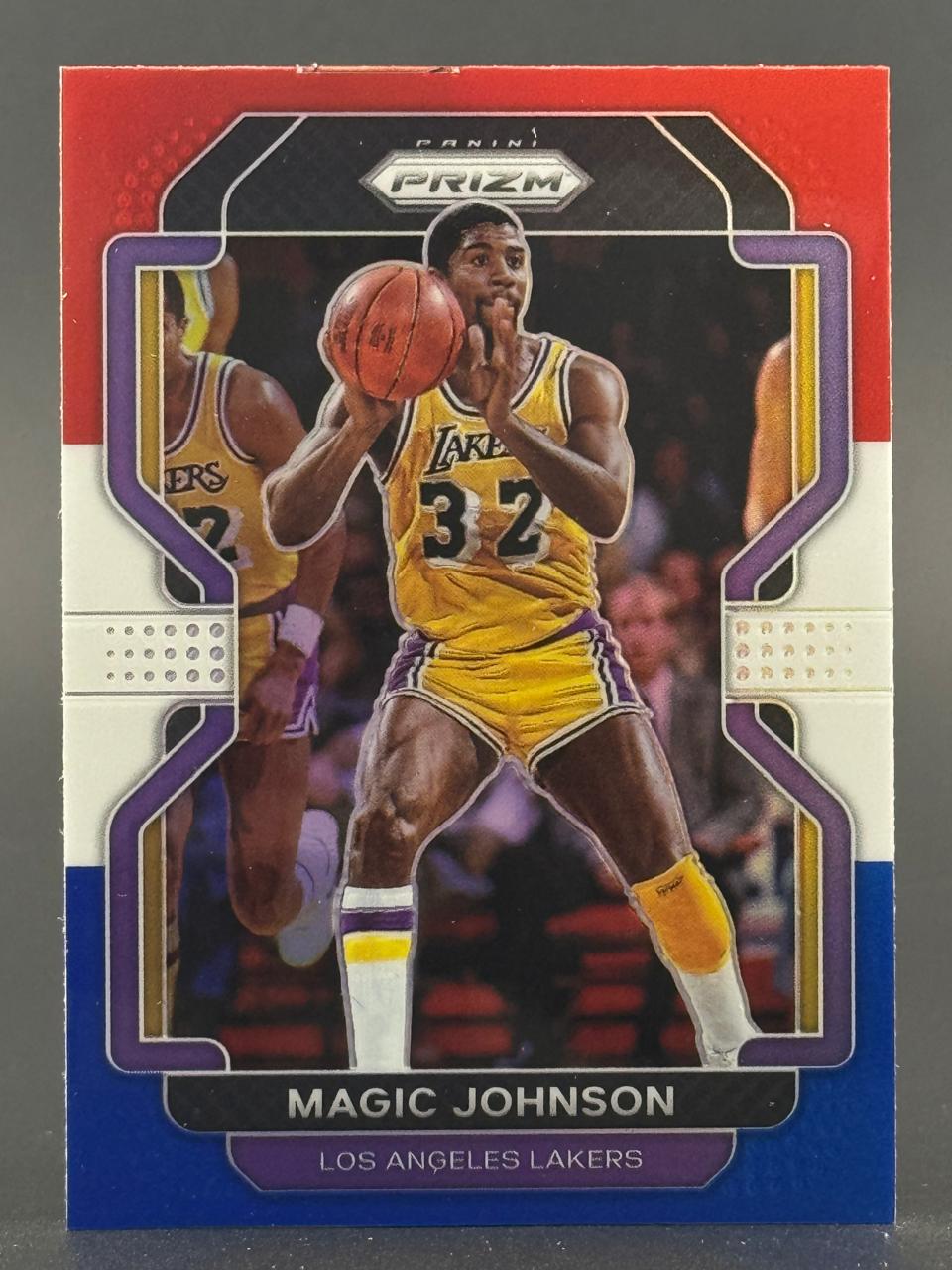 Magic Johnson Los Angeles Lakers Panini Prizm basketball trading card.