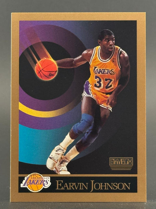 1990-91 SkyBox Earvin Johnson basketball card #27.