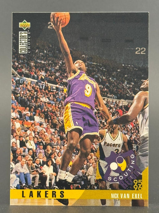 1995-96 Upper Deck Collector's Choice Nick Van Exel basketball card #22, showing him driving to the basket.