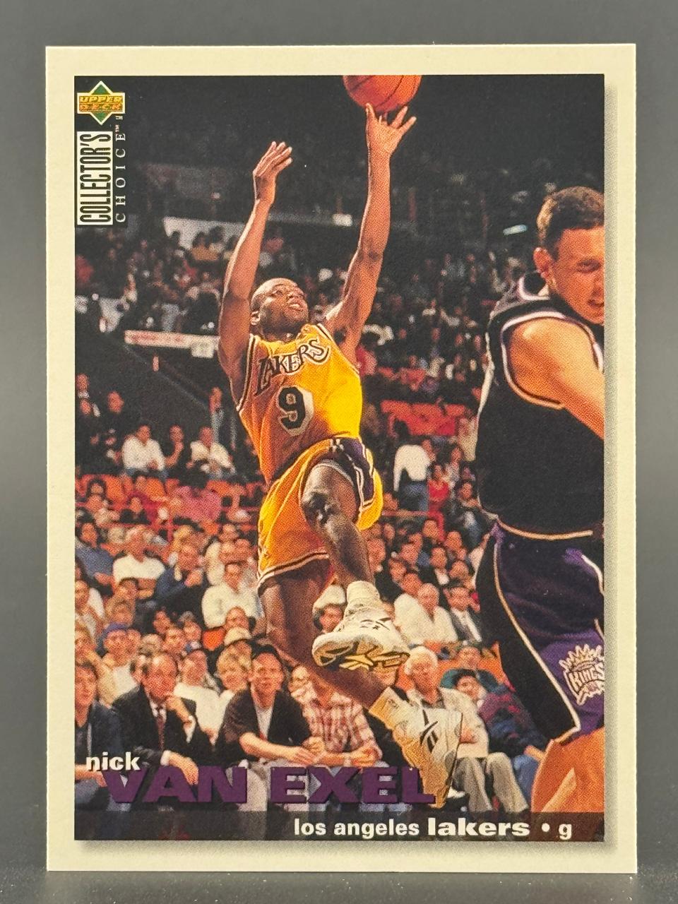 1994 Upper Deck Collector's Choice Nick Van Exel basketball card #9, showing him shooting.