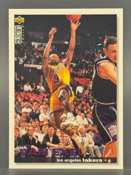 1994 Upper Deck Collector's Choice Nick Van Exel basketball card #9, showing him shooting.