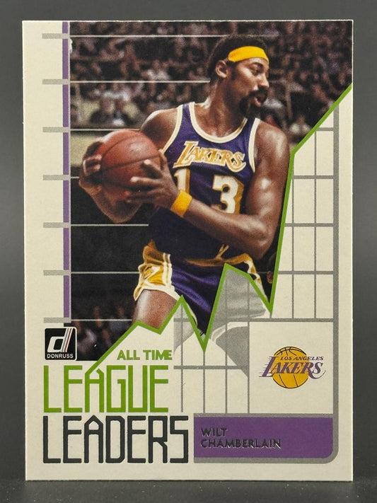 Trading card of Wilt Chamberlain, Los Angeles Lakers, All Time League Leaders.