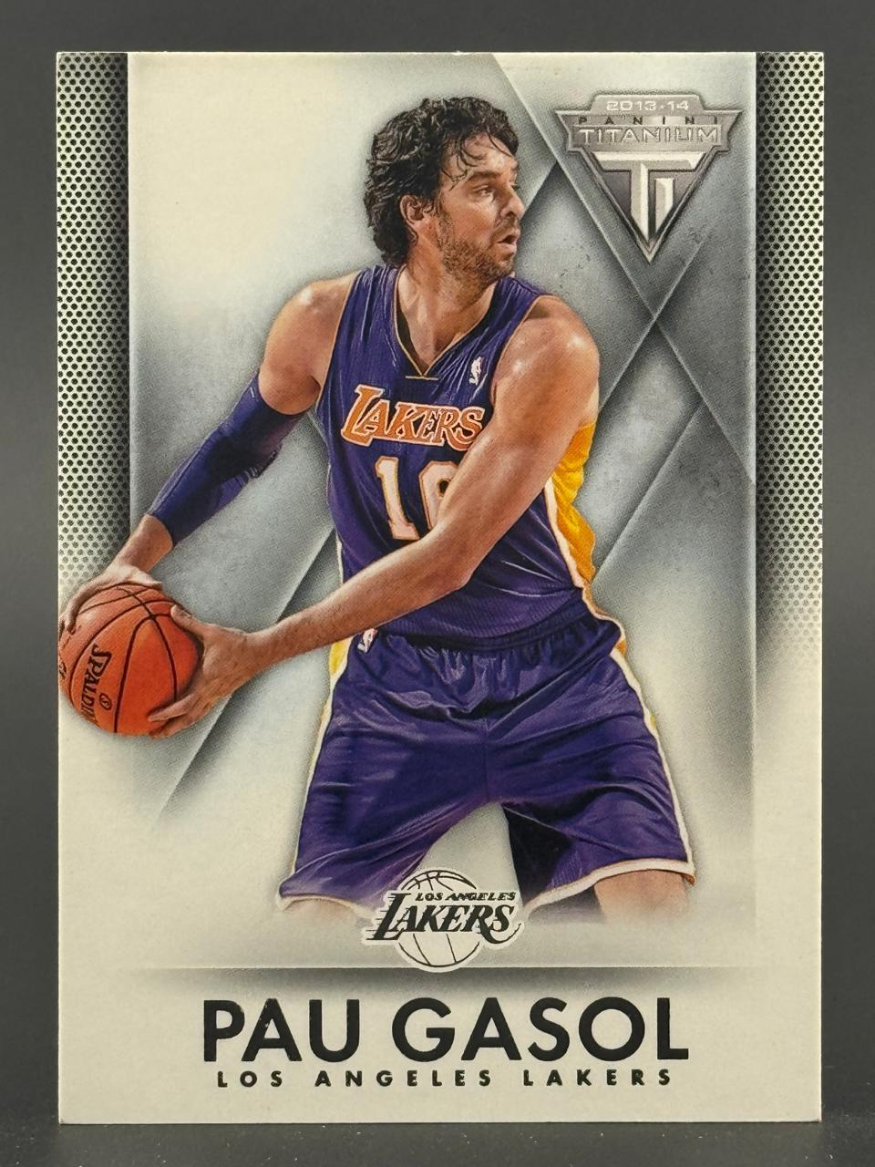 2013-14 Panini Titanium Pau Gasol basketball trading card.