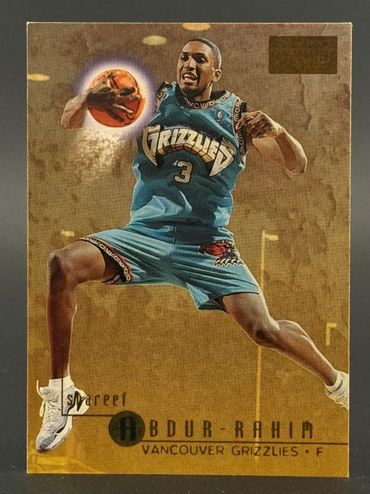Shareef Abdur-Rahim 1996-97 Metal Basketball trading card featuring him in Vancouver Grizzlies uniform.