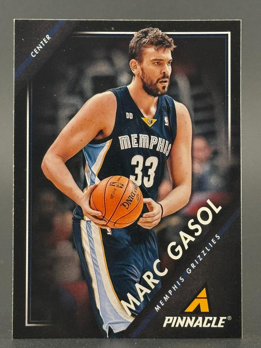 Marc Gasol Pinnacle basketball card showing the Memphis Grizzlies center holding a basketball.
