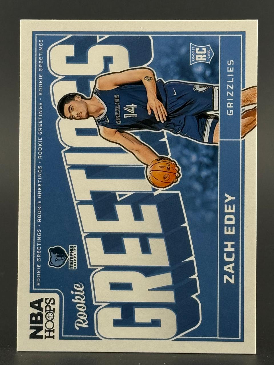 Zach Edey 2024-25 NBA Hoops Rookie Greetings basketball card.