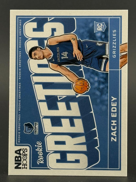 Zach Edey 2024-25 NBA Hoops Rookie Greetings basketball card.