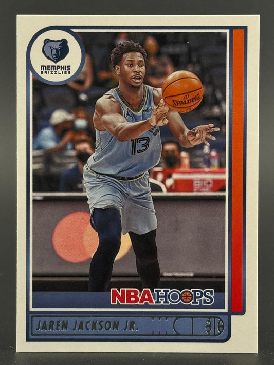 Jaren Jackson Jr. NBA Hoops trading card, showing him passing a basketball in a Memphis Grizzlies uniform.